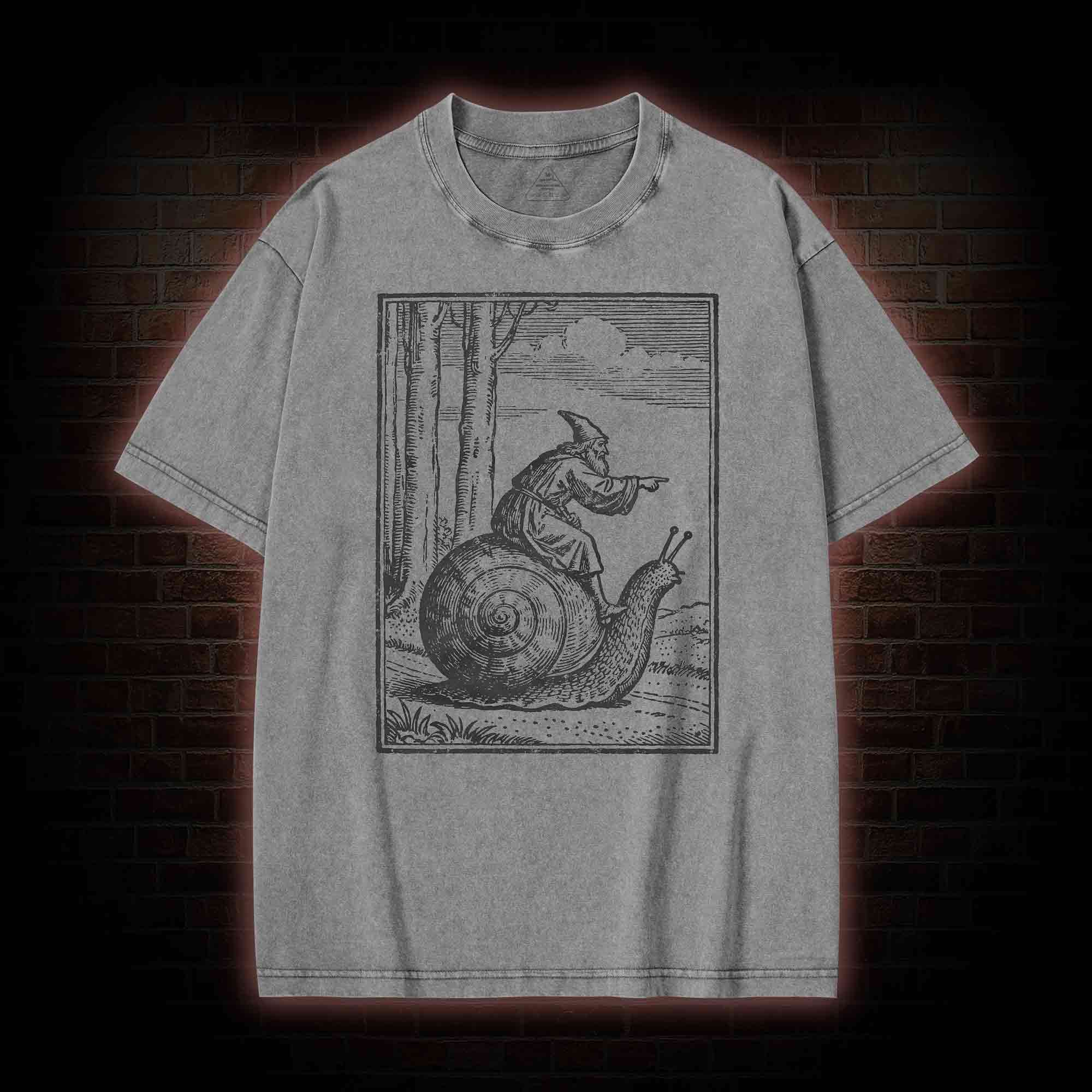 Medieval Snail Rider Washed T-shirt
