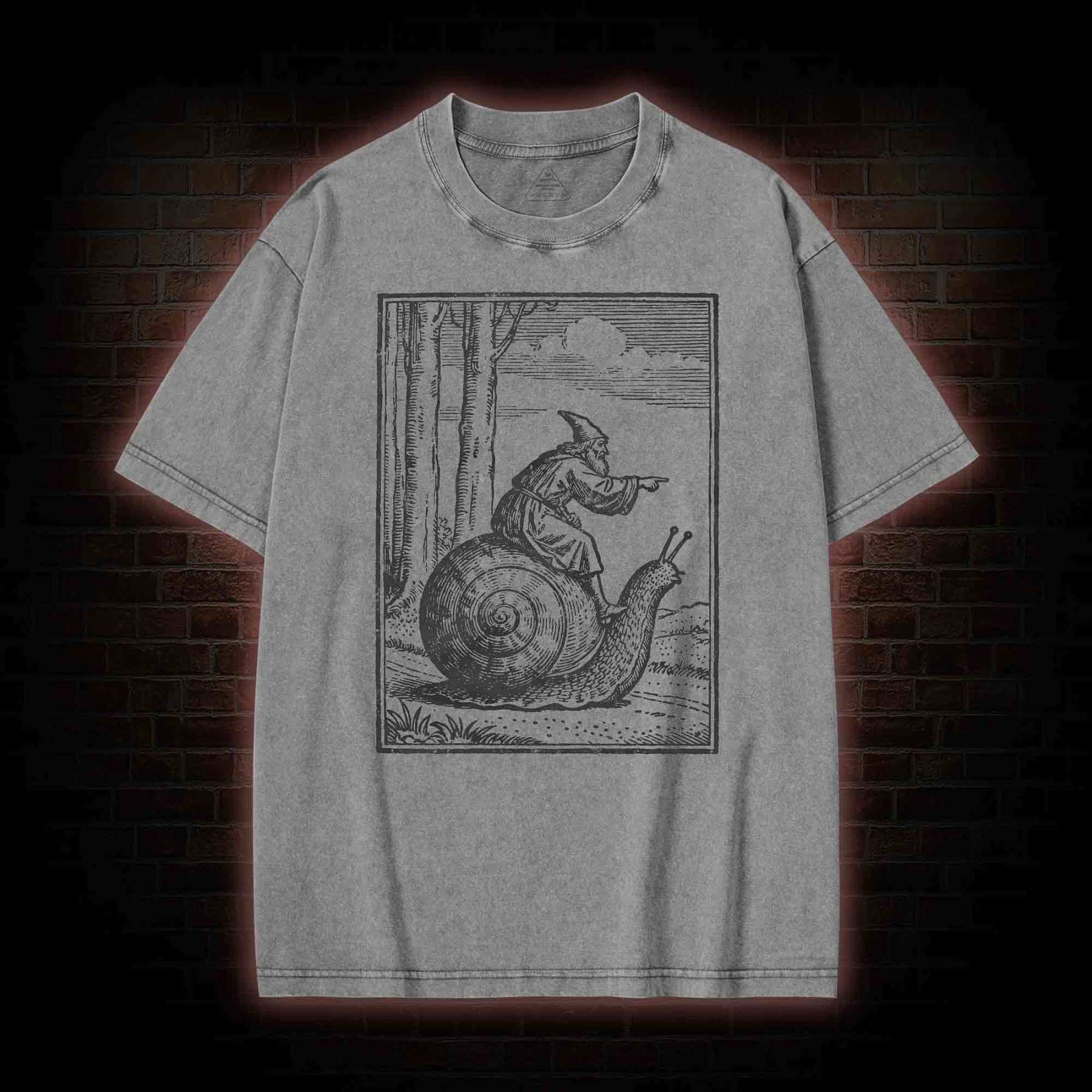 Medieval Snail Rider Washed T-shirt