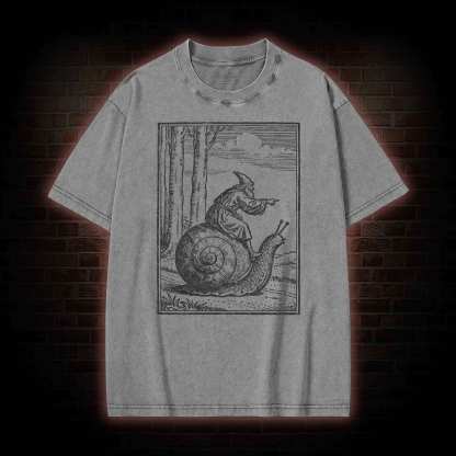 Medieval Snail Rider Washed T-shirt