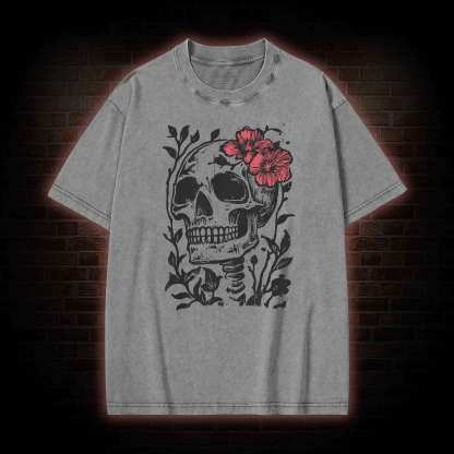 Flower Skull Washed T-shirt
