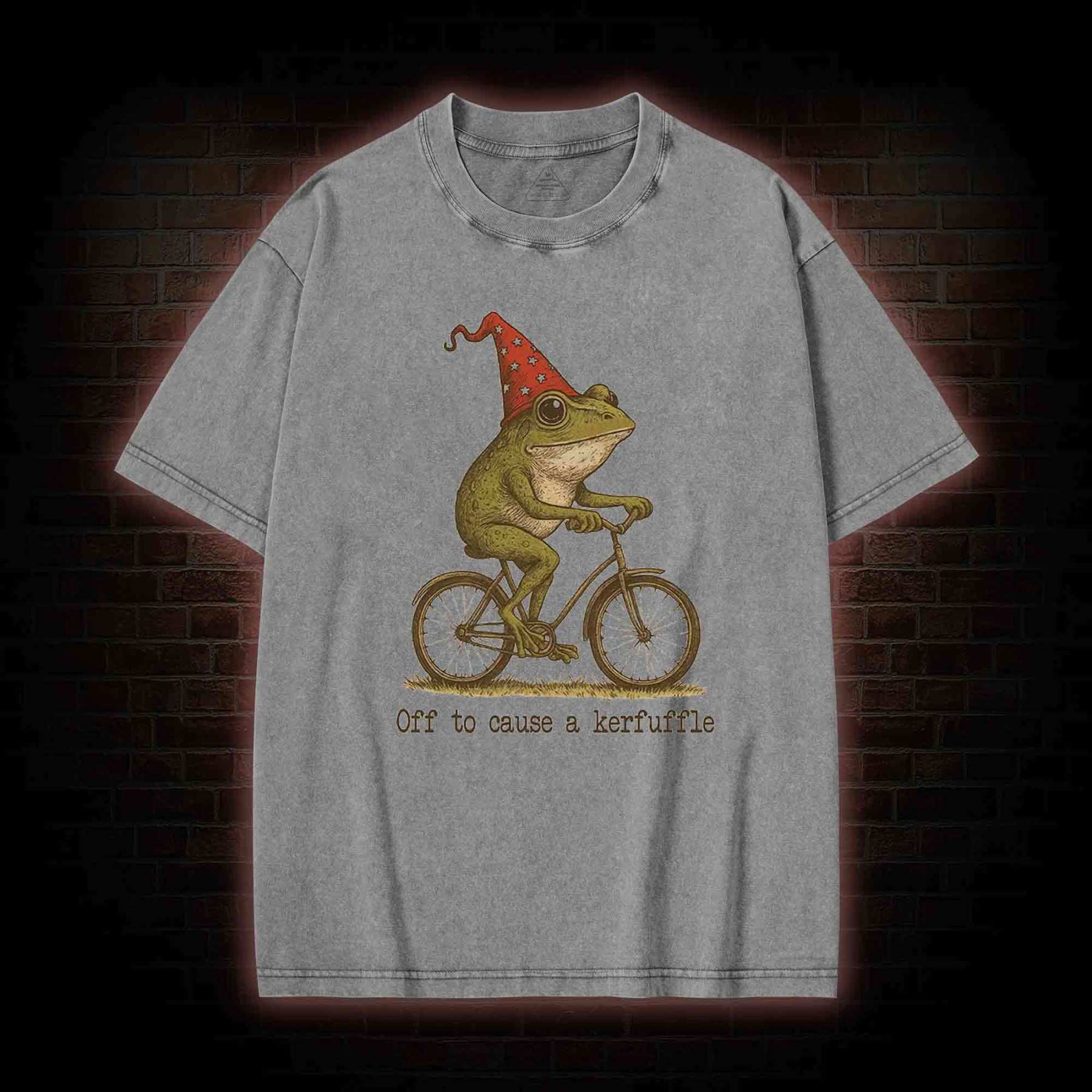 Off to Cause a Kerfuffle Frog Washed T-shirt
