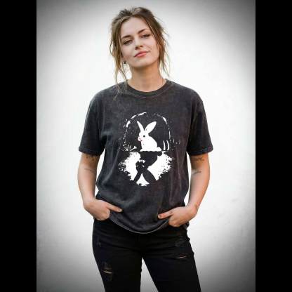 Surreal Duality Rabbit Reflection Washed T-shirt