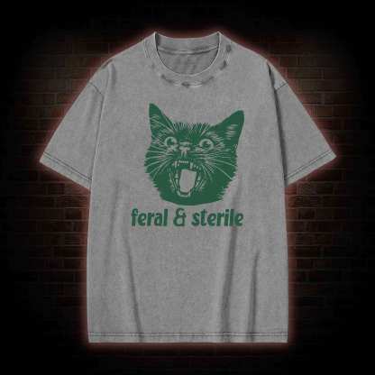 Feral and Sterile Cat Washed T-shirt