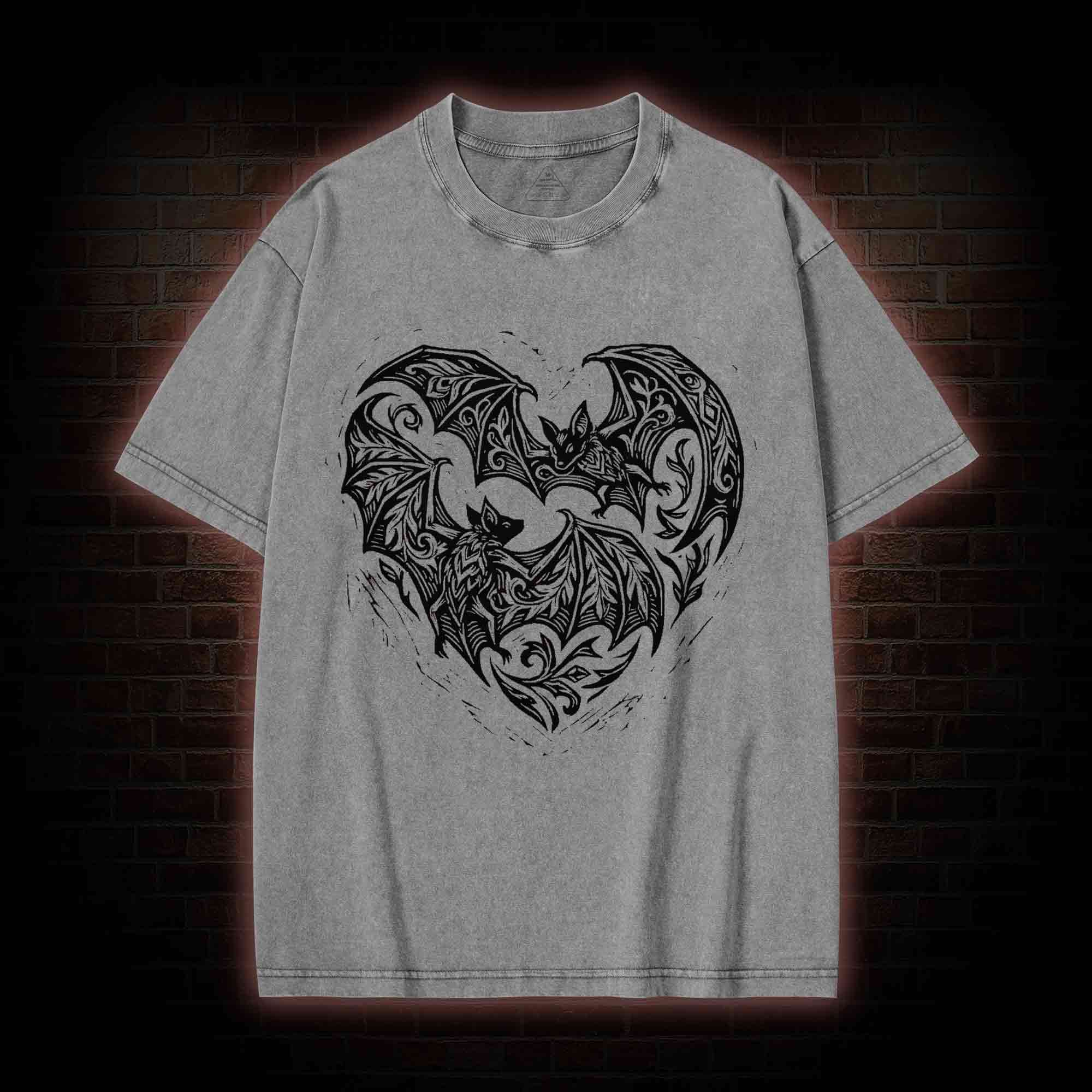 Vampire Bat Heart Washed T-shirt