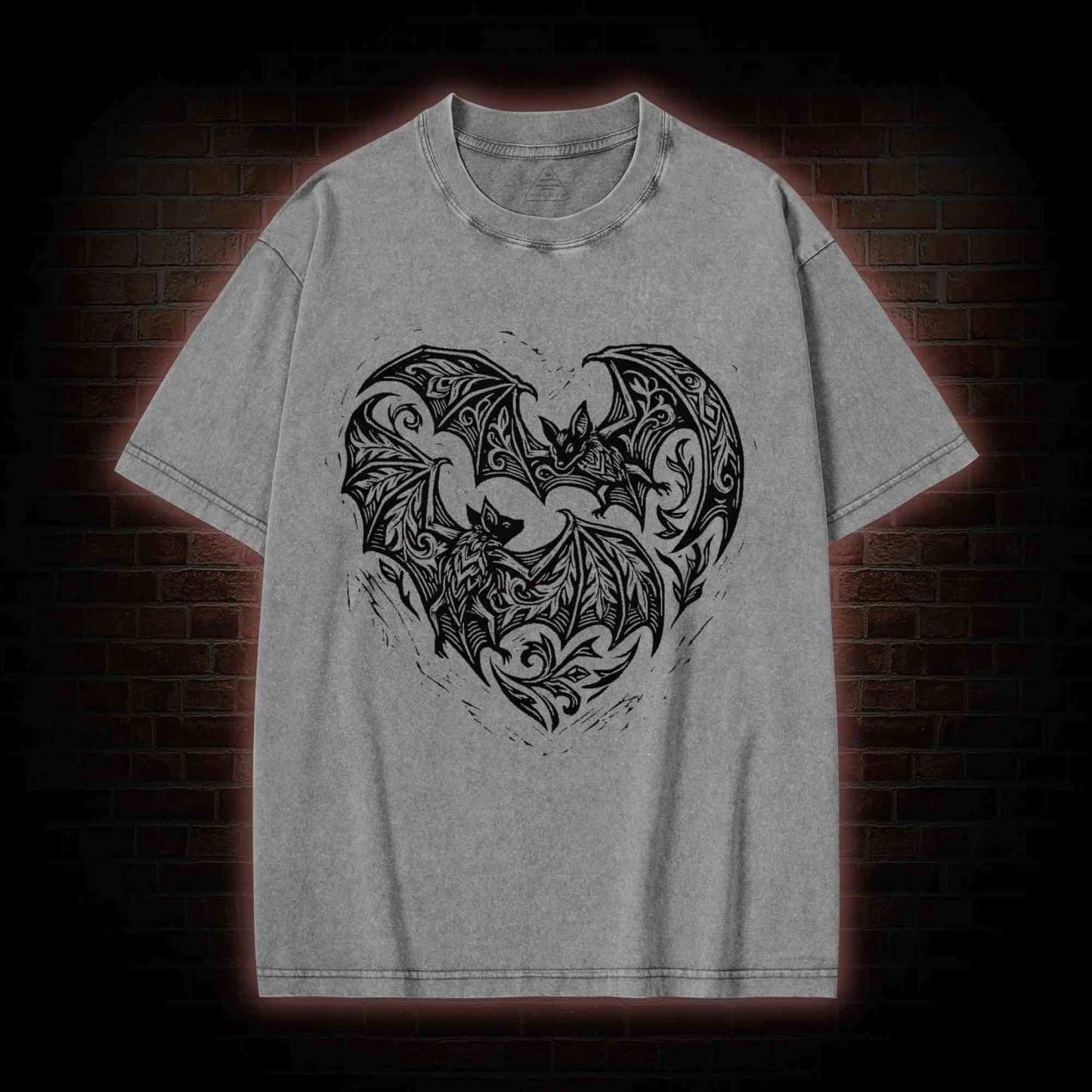 Vampire Bat Heart Washed T-shirt