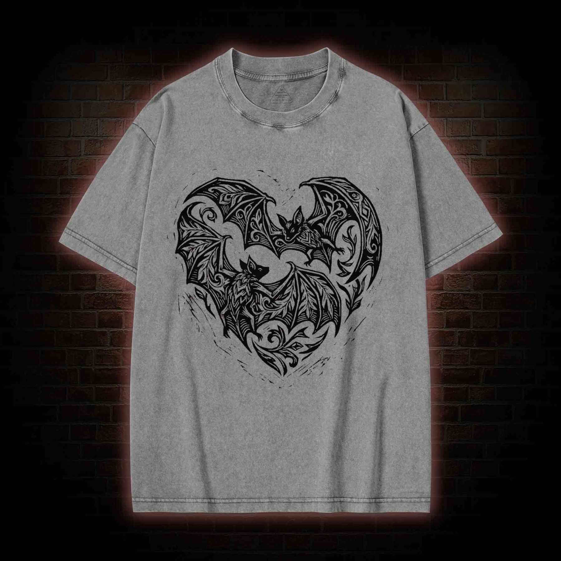 Vampire Bat Heart Washed T-shirt