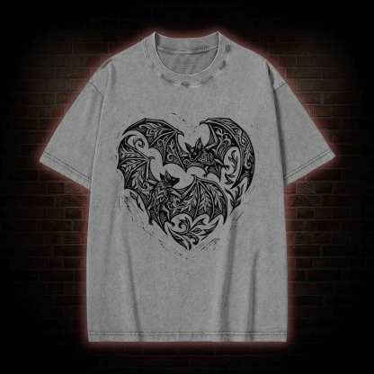 Vampire Bat Heart Washed T-shirt