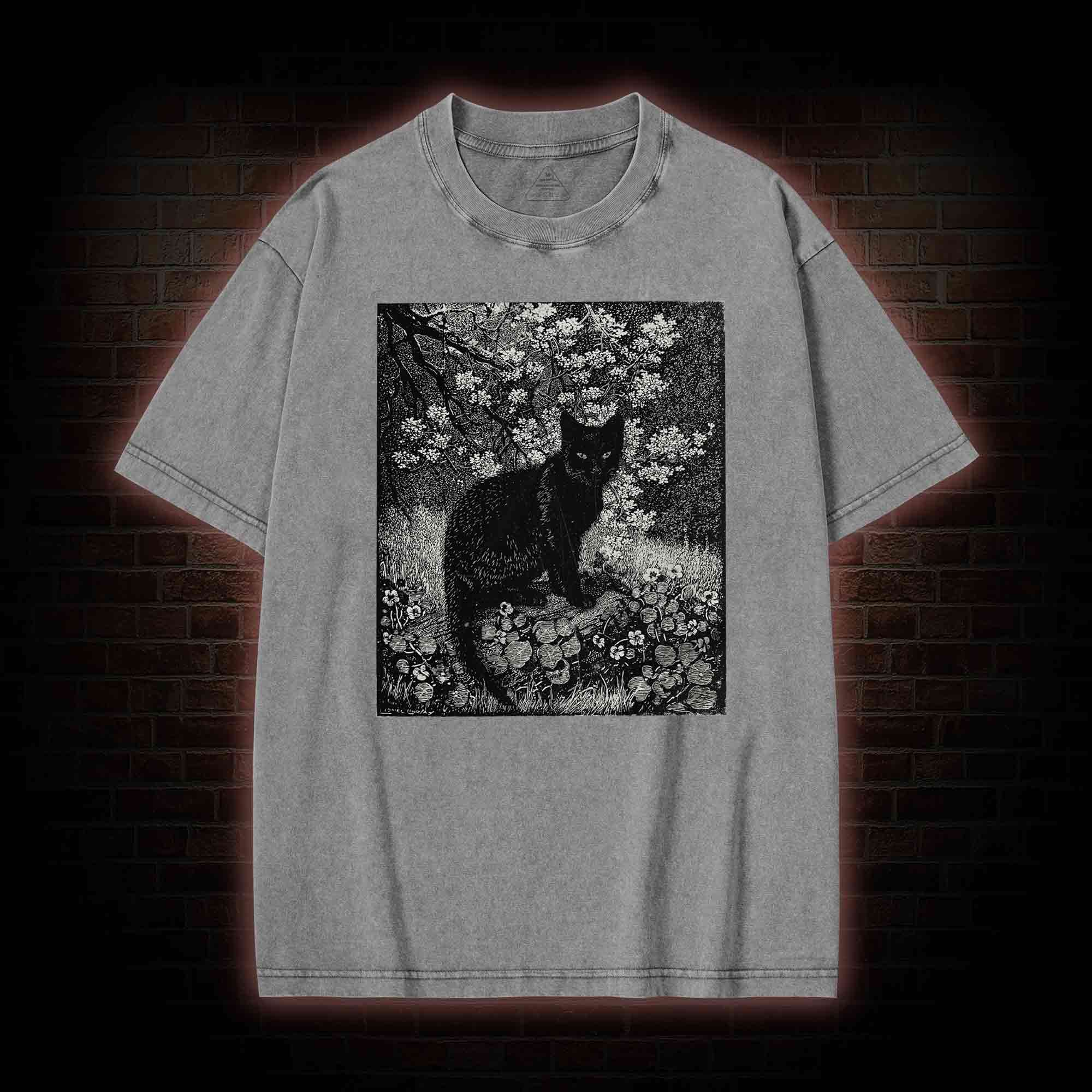 Vintage Black Cat Washed T-shirt