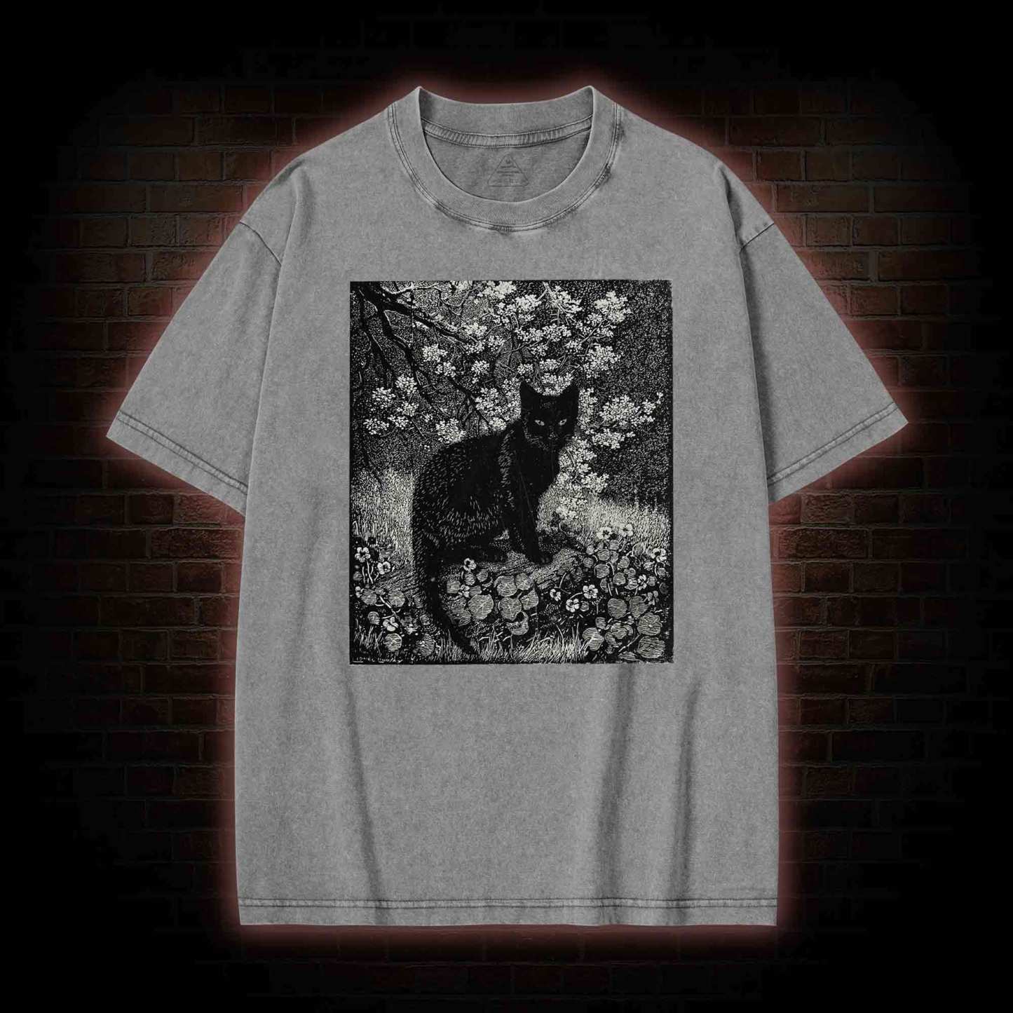 Vintage Black Cat Washed T-shirt