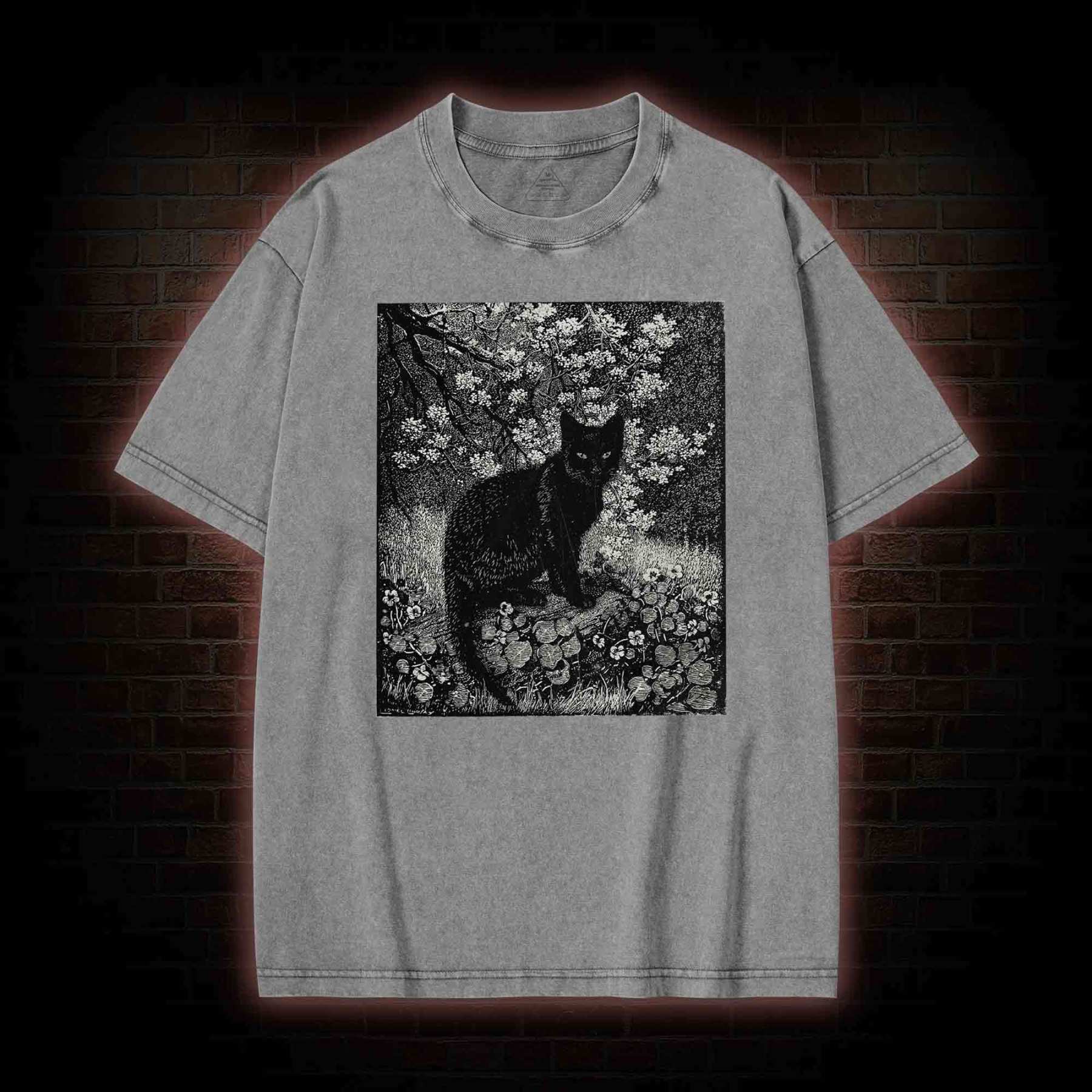 Vintage Black Cat Washed T-shirt