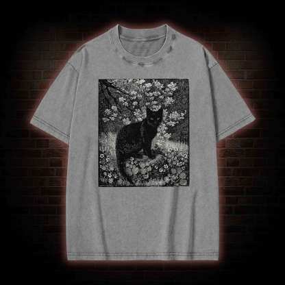Vintage Black Cat Washed T-shirt