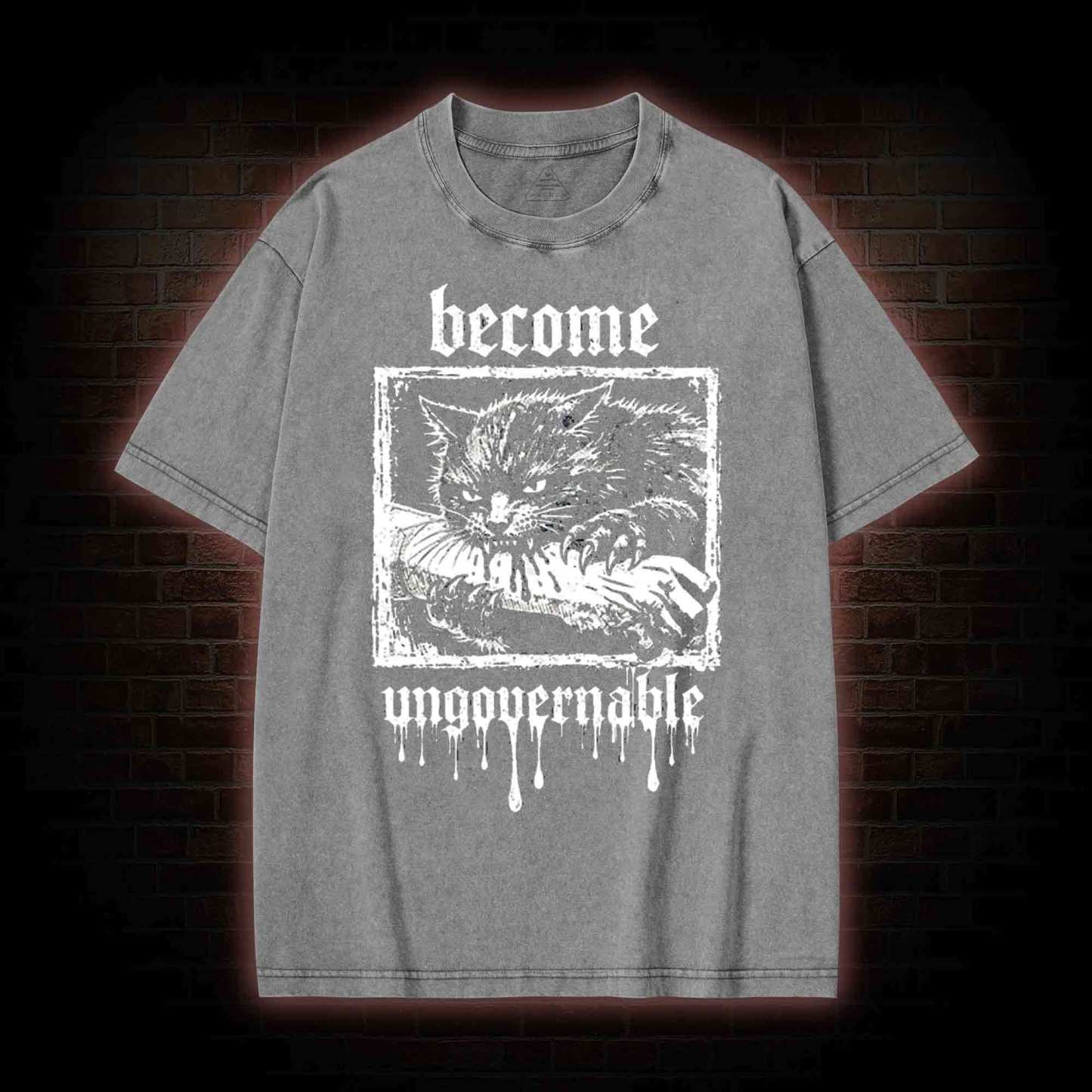 Funny Feral Cat Washed T-shirt