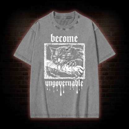 Funny Feral Cat Washed T-shirt