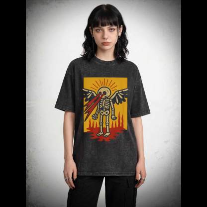 Skeletal Angel Washed T-shirt