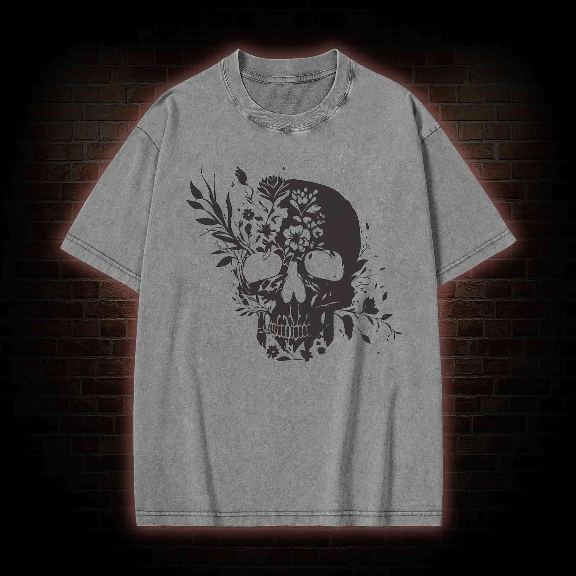 Skull Floral Washed T-shirt
