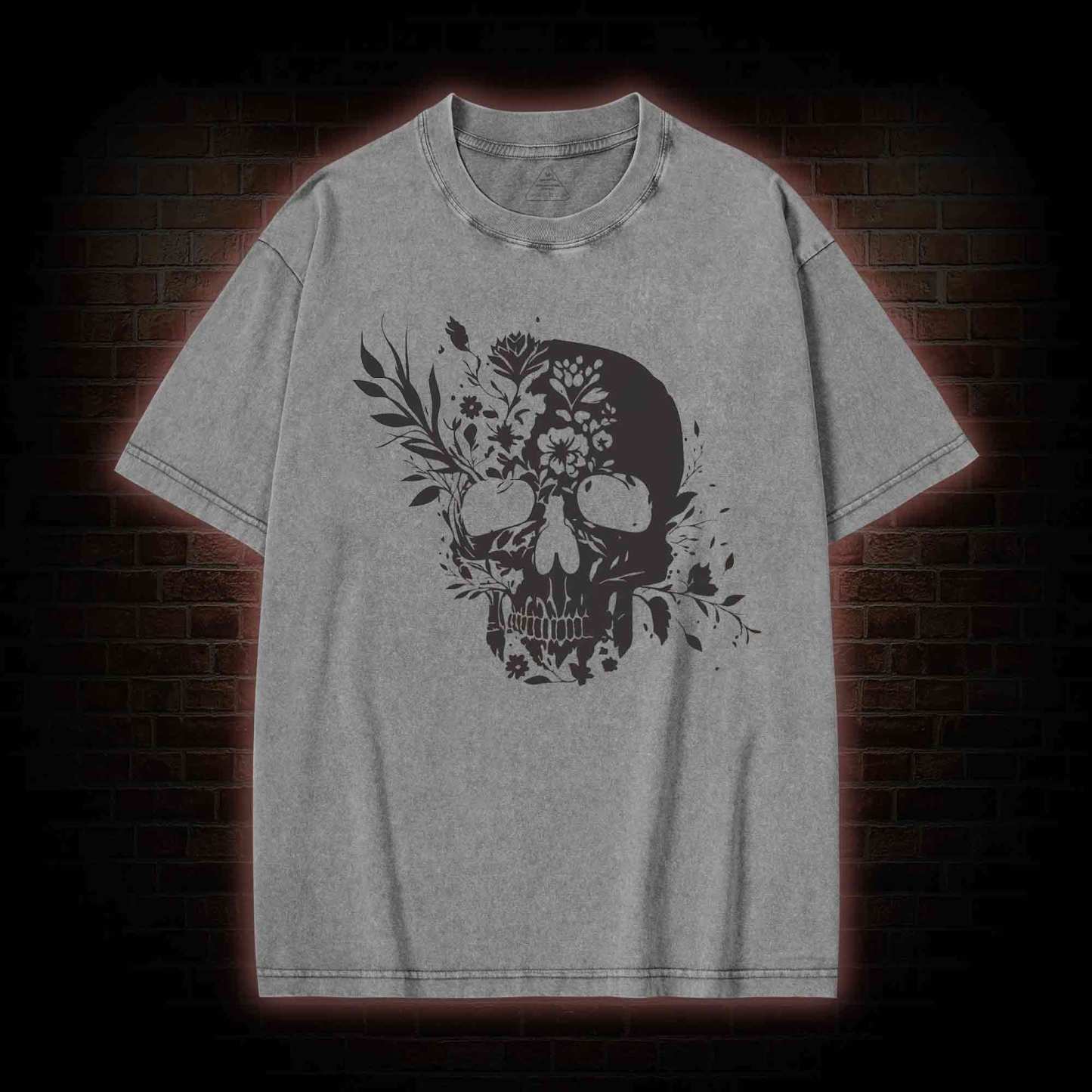 Skull Floral Washed T-shirt