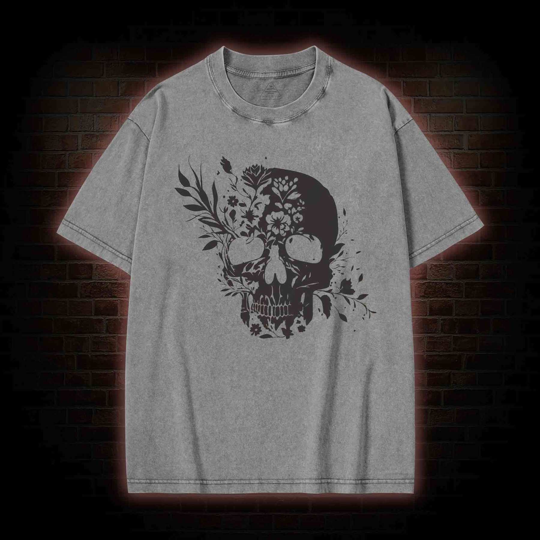 Skull Floral Washed T-shirt