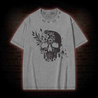 Skull Floral Washed T-shirt