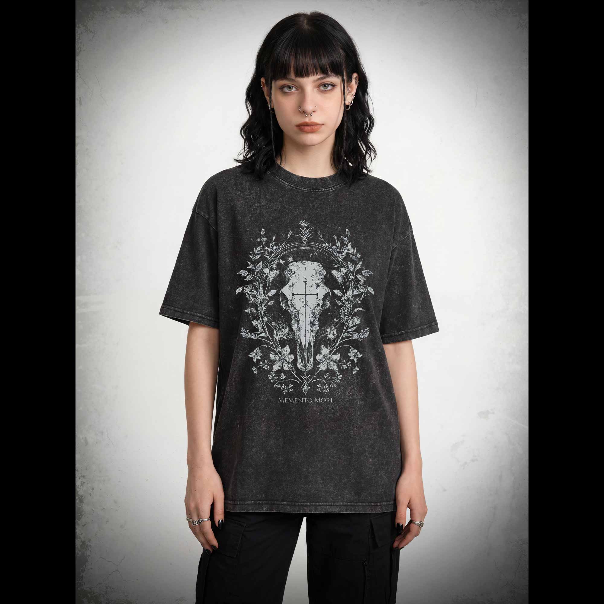 Memento Mori Skull Washed T-shirt