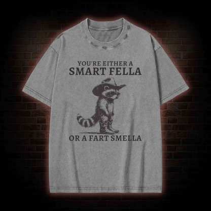 You're Either a Smart Fella or a  Fart Smella Washed T-shirt
