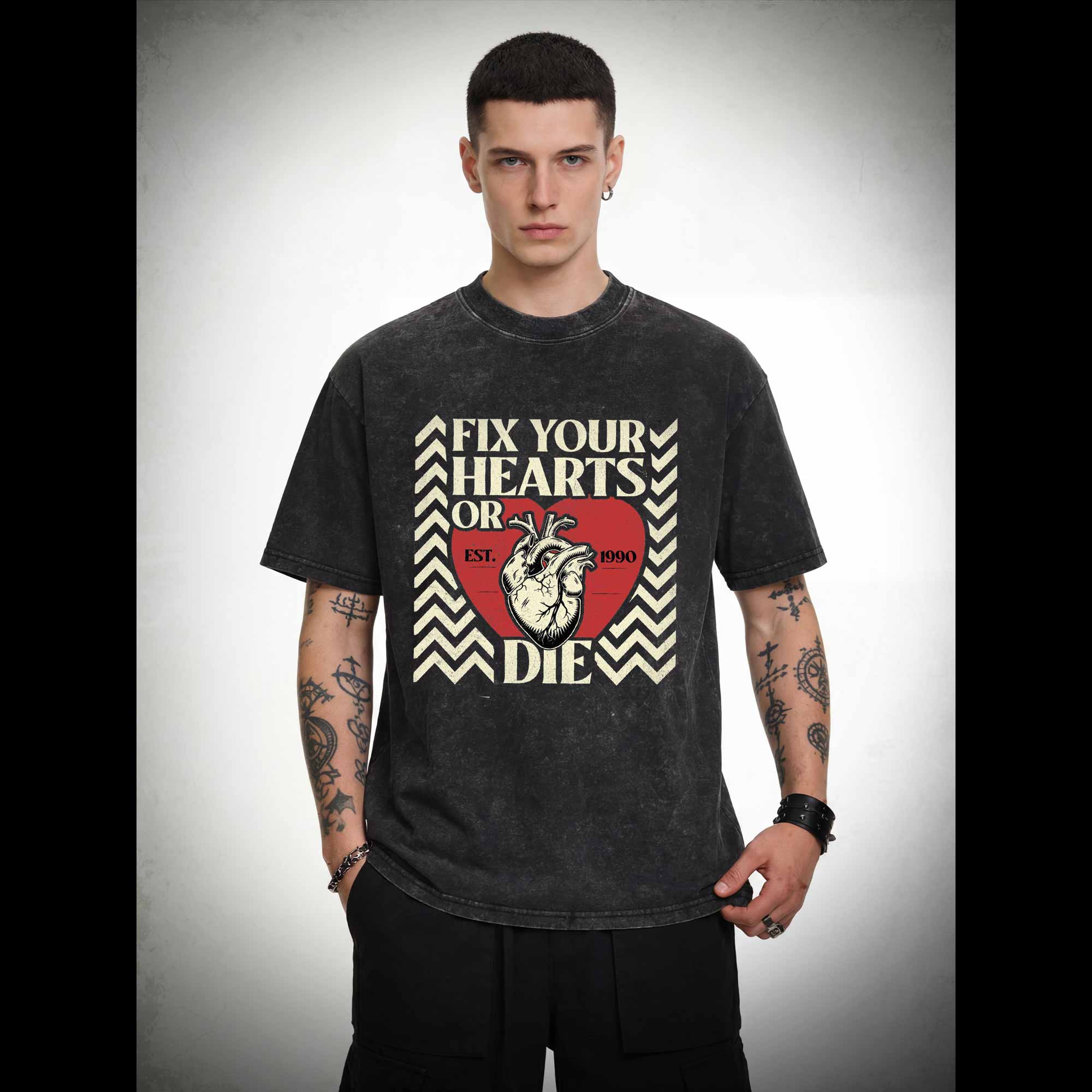 Fix Your Hearts or Die Washed T-shirt
