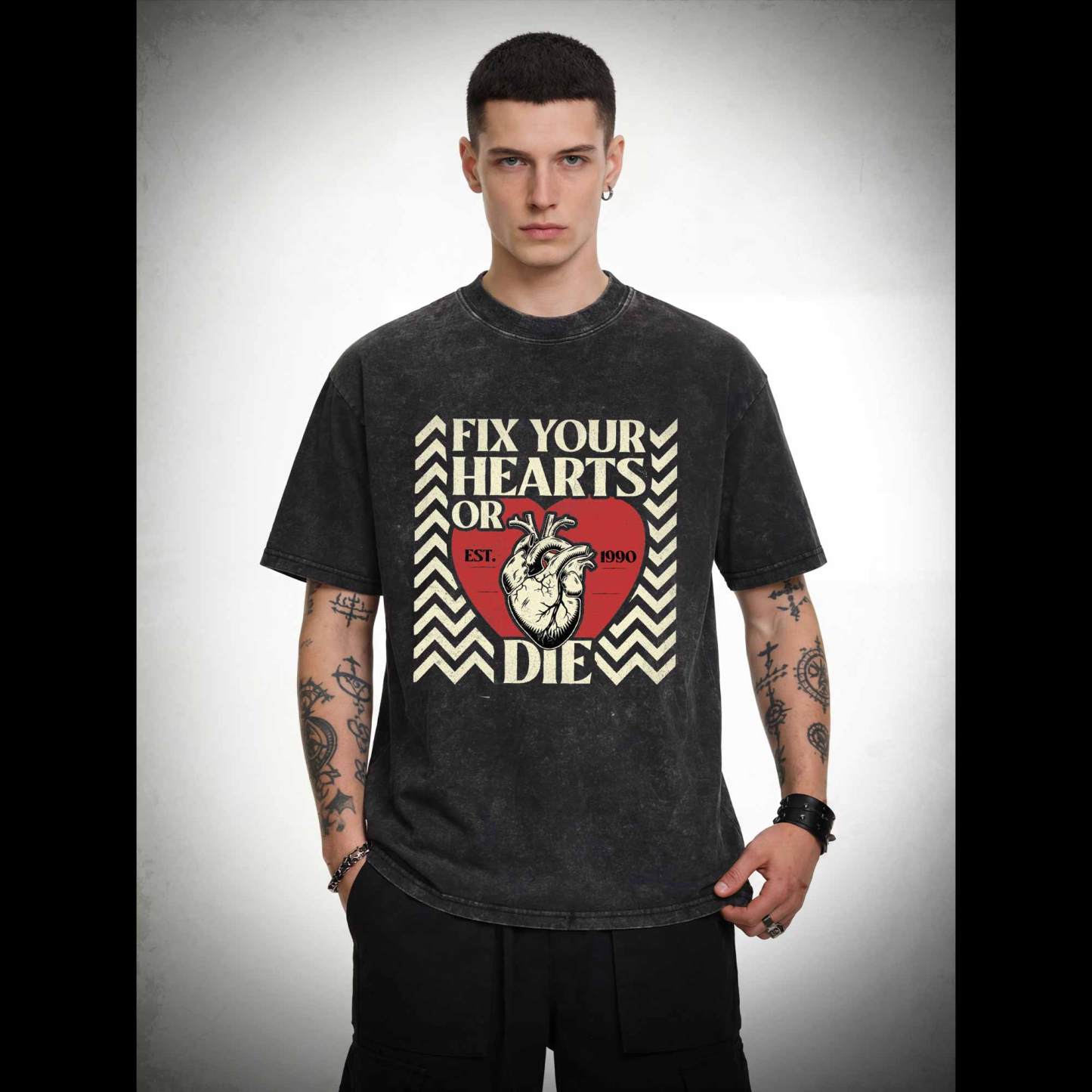 Fix Your Hearts or Die Washed T-shirt