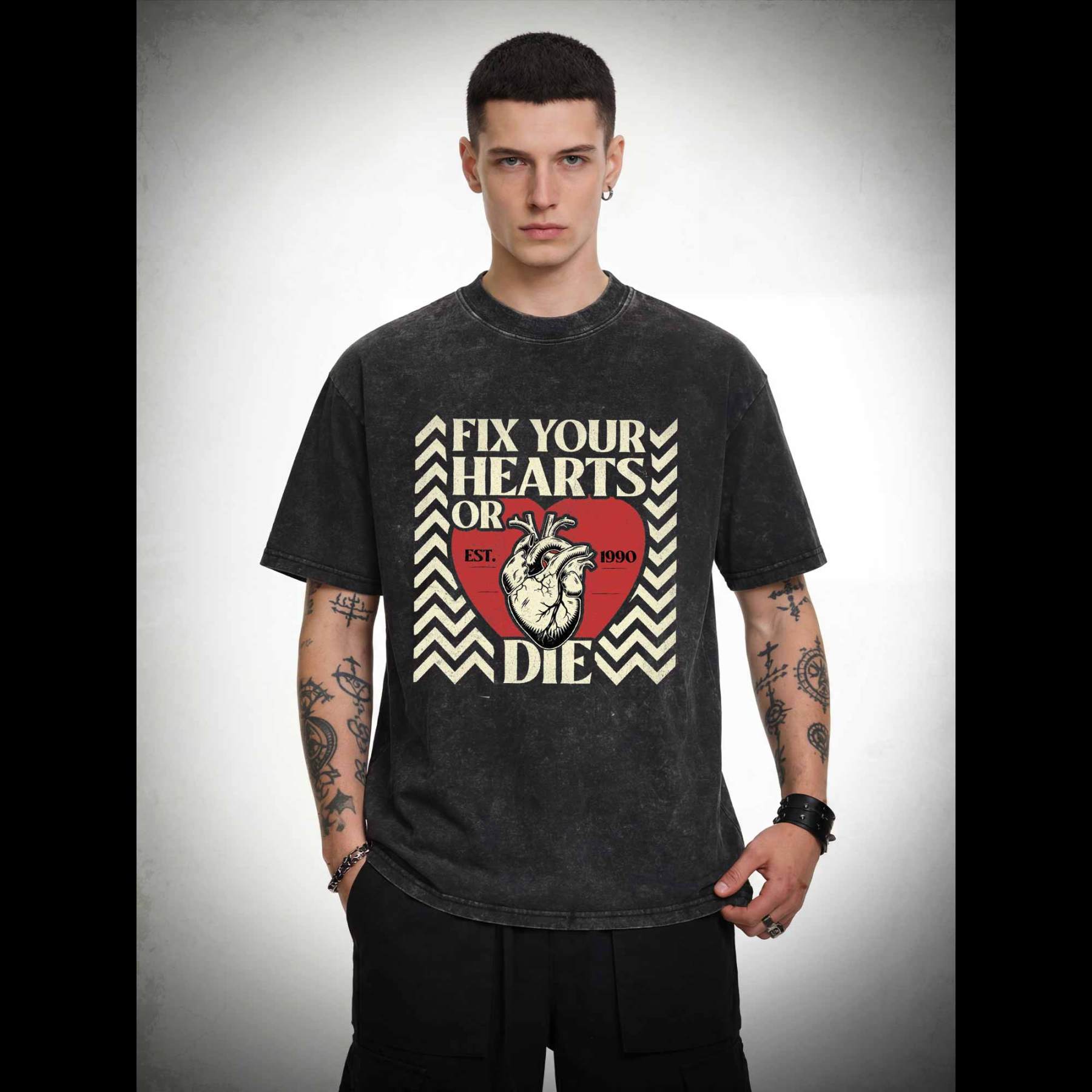 Fix Your Hearts or Die Washed T-shirt