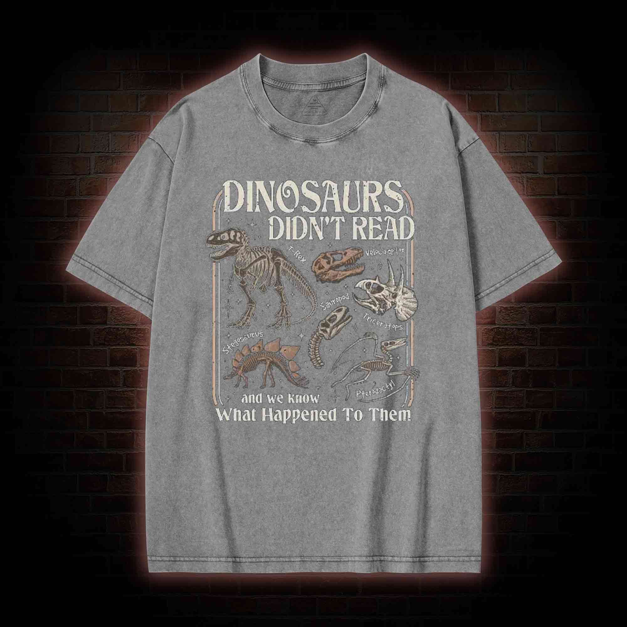 Dinosaurs Didn't Read Washed T-shirt
