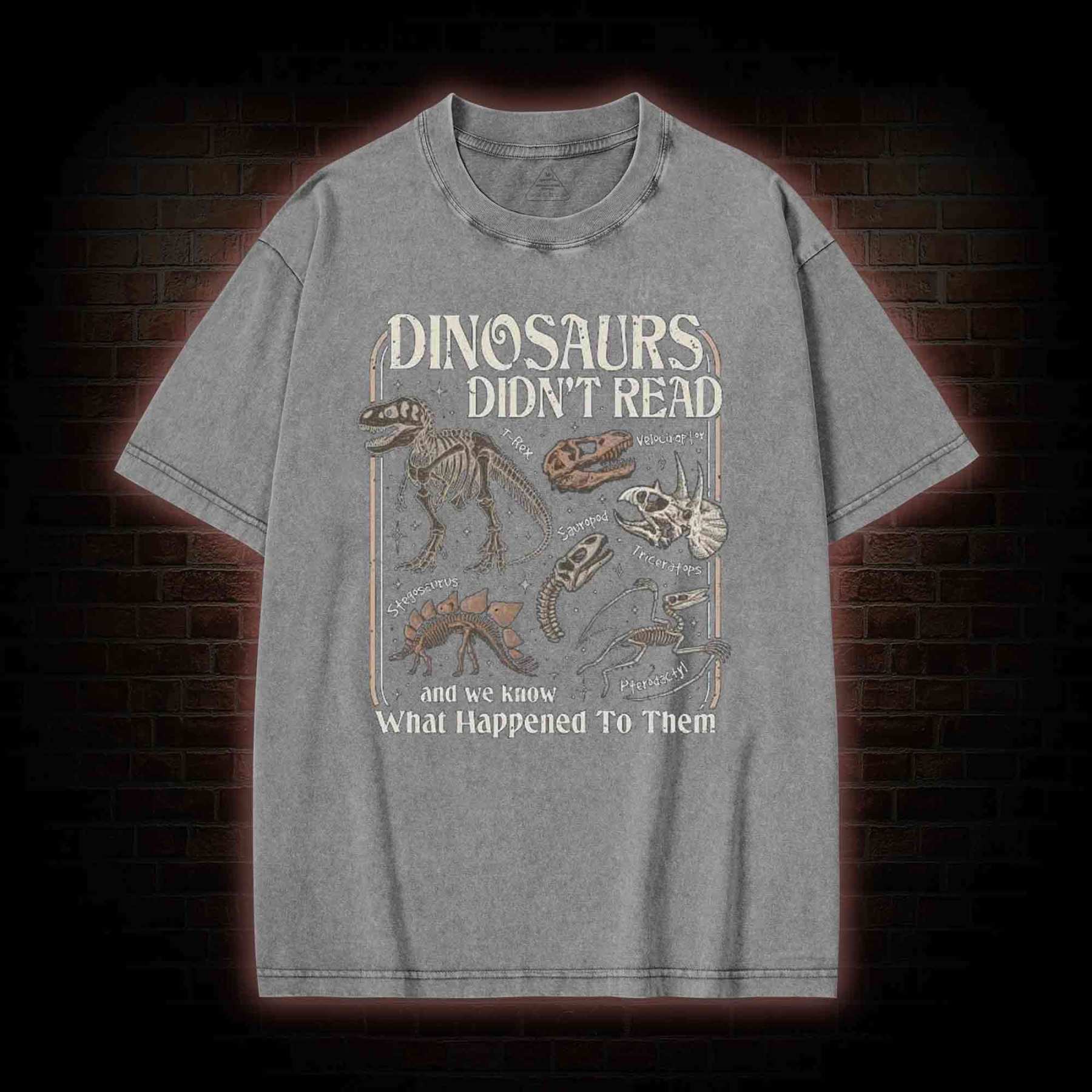 Dinosaurs Didn't Read Washed T-shirt