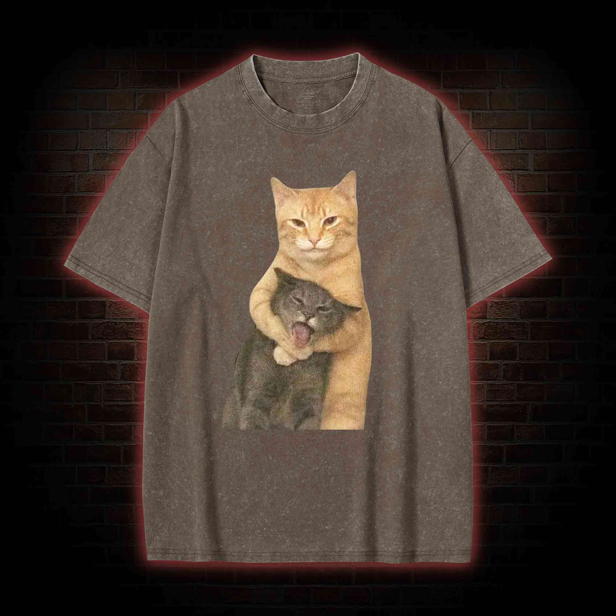 Fighting Cat Memes Washed T-shirt