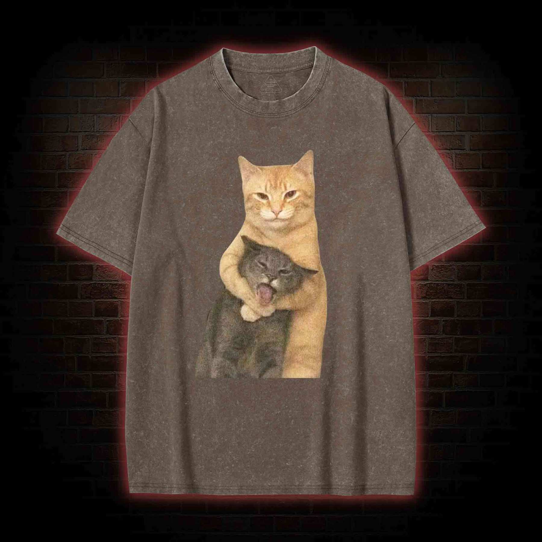 Fighting Cat Memes Washed T-shirt