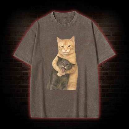Fighting Cat Memes Washed T-shirt