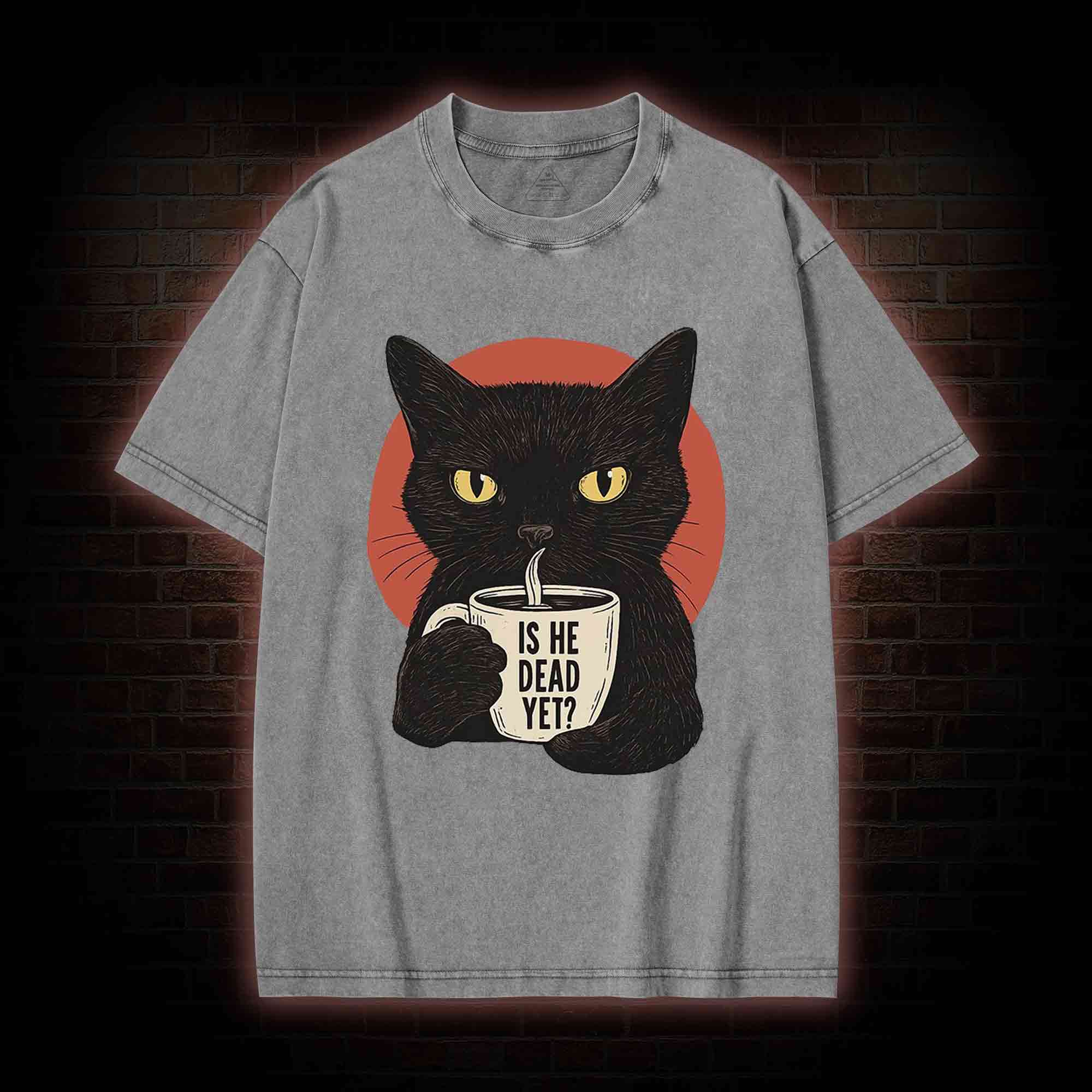 Is He Dead Yet Cat Washed T-shirt