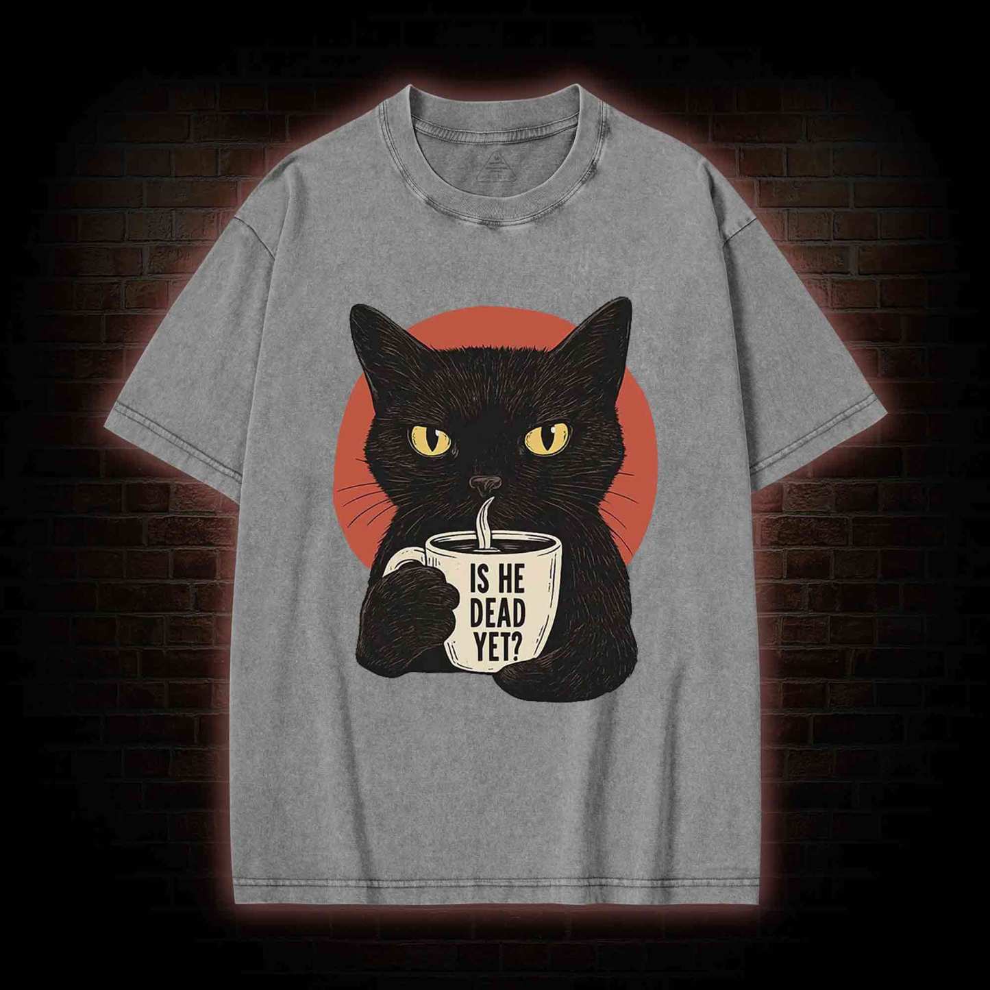 Is He Dead Yet Cat Washed T-shirt