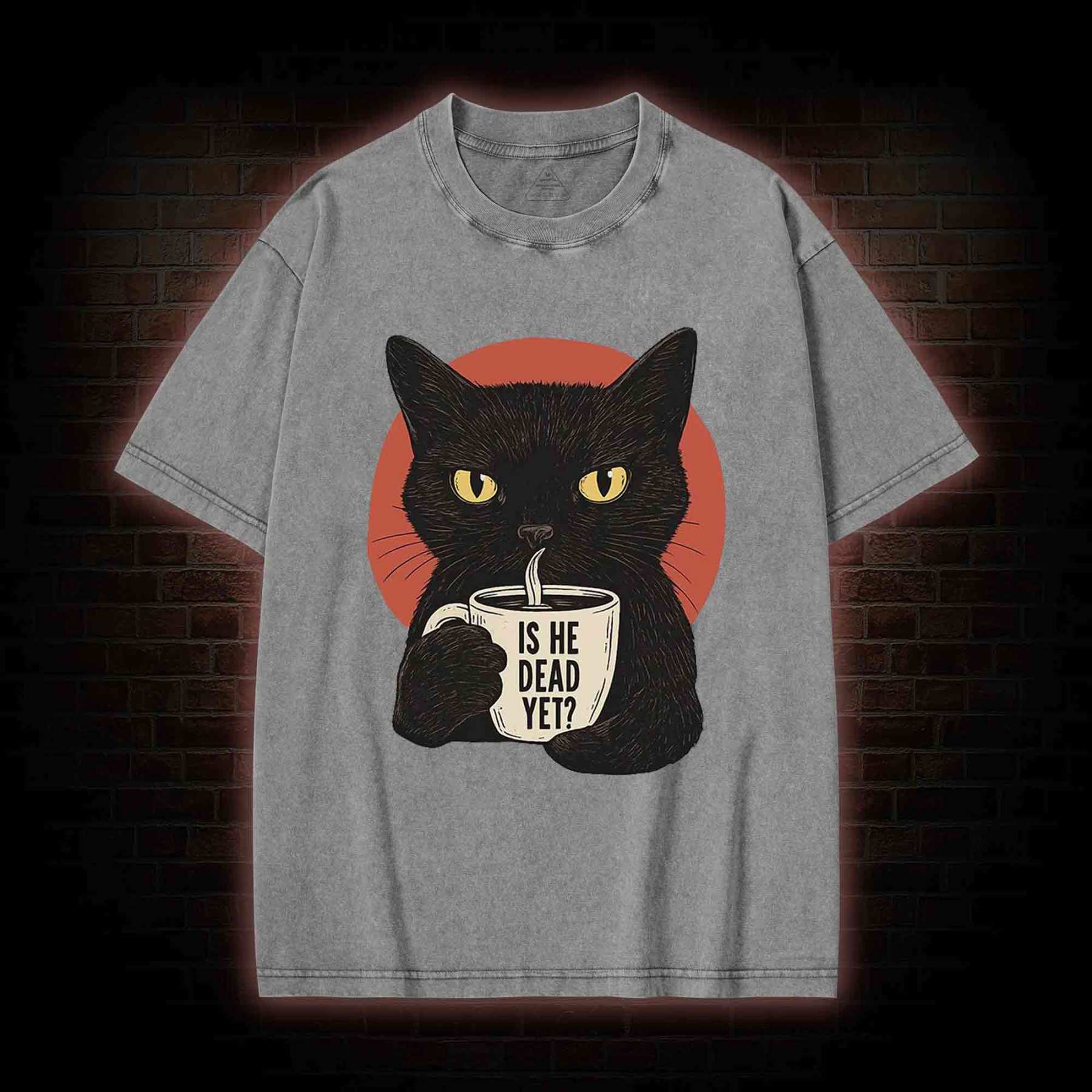 Is He Dead Yet Cat Washed T-shirt