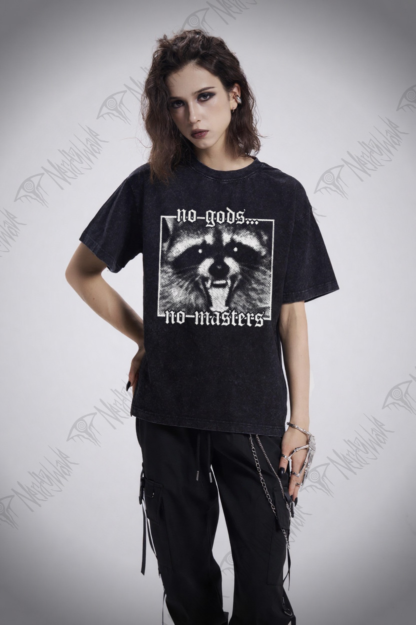 No Gods No Masters Raccoon Washed T-shirt
