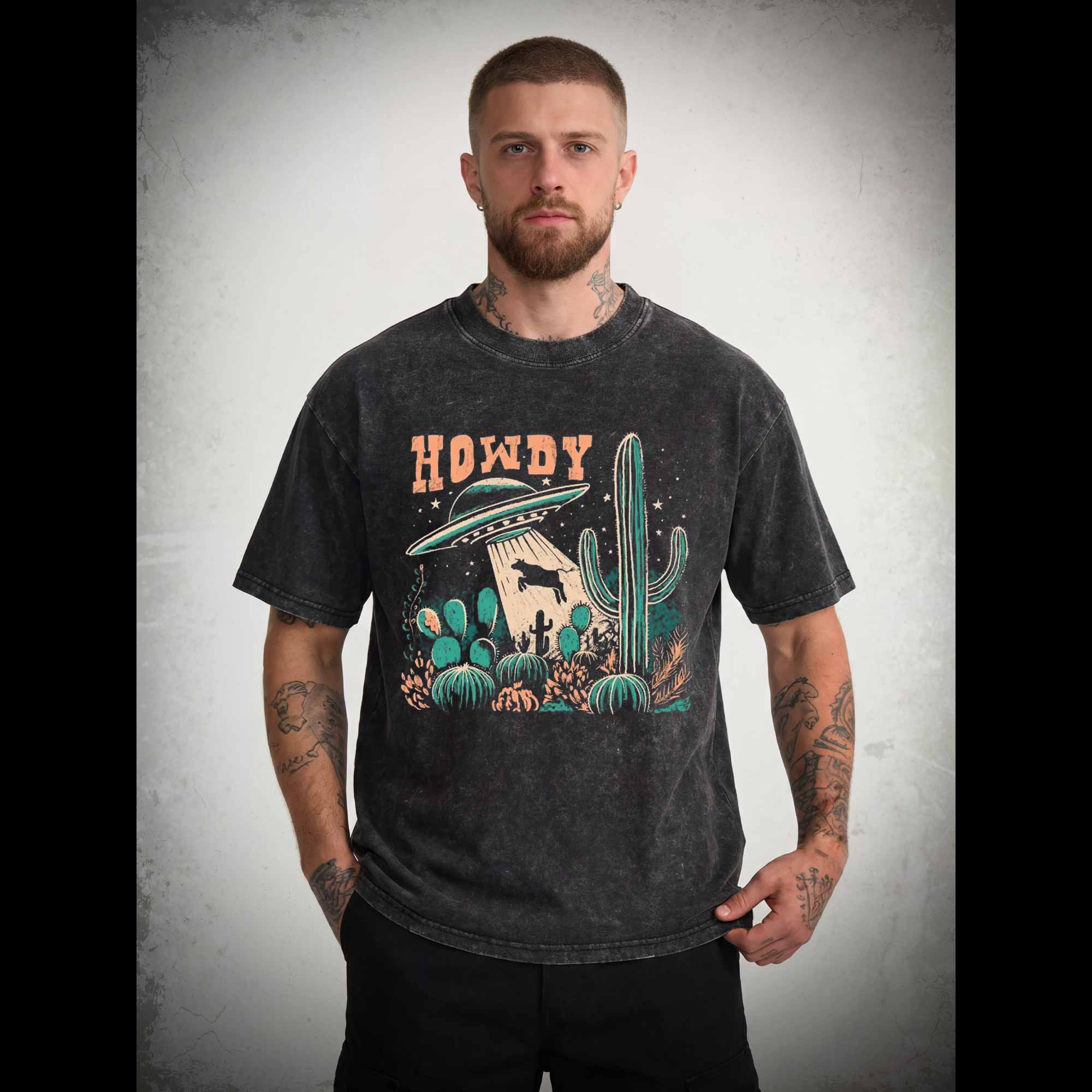 UFO Cow Abduction Washed T-shirt