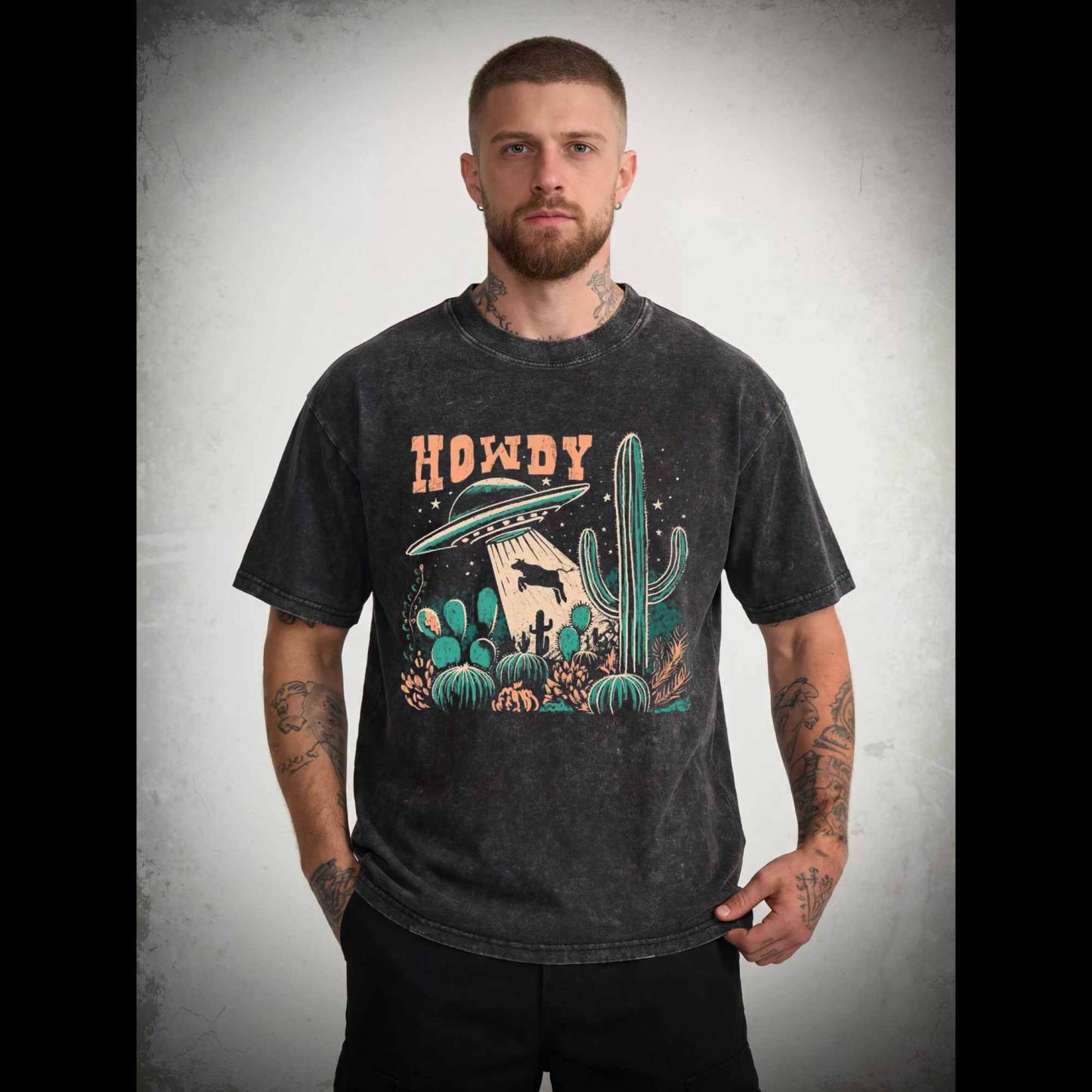 UFO Cow Abduction Washed T-shirt