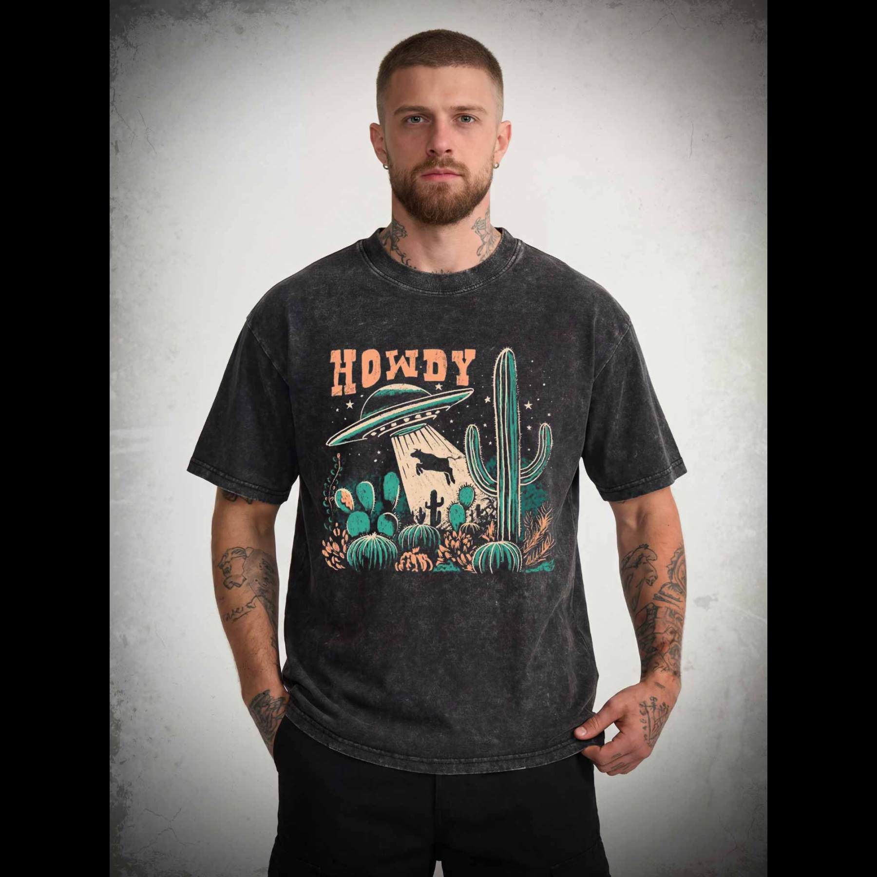 UFO Cow Abduction Washed T-shirt