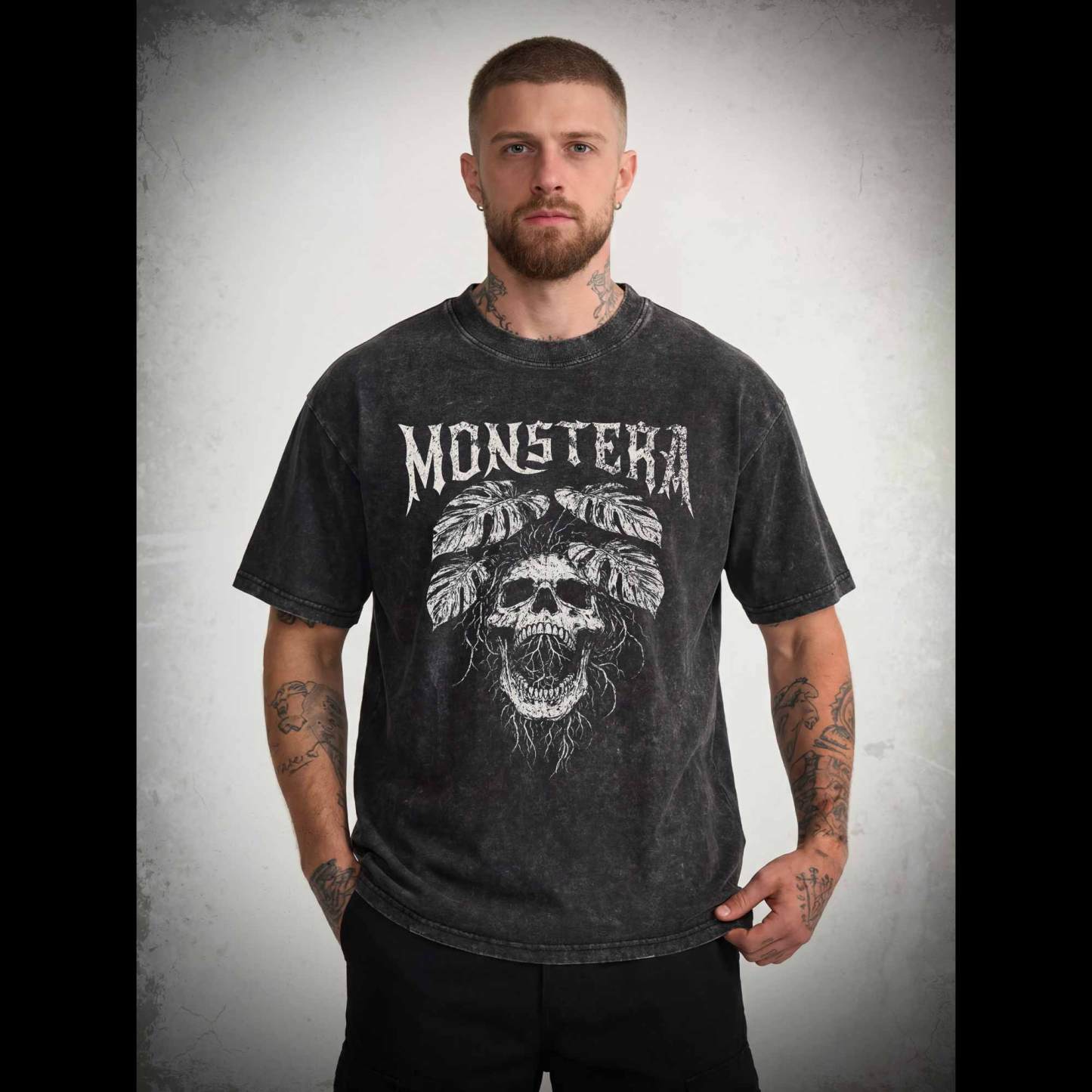 Monstera Skull Washed T-shirt