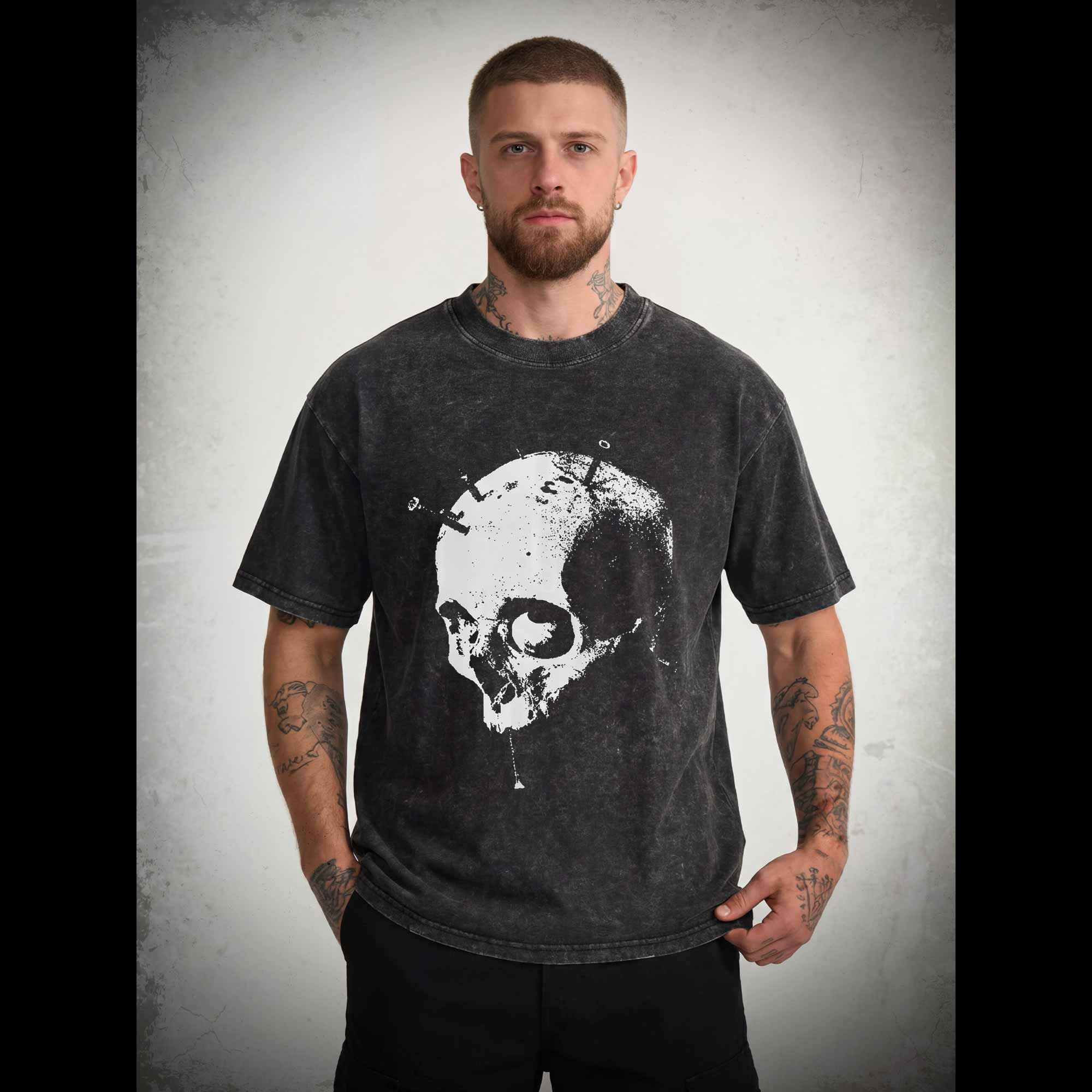 Skull Gothic Art Washed T-shirt