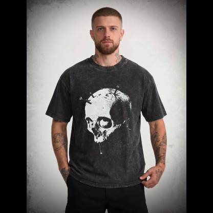 Skull Gothic Art Washed T-shirt