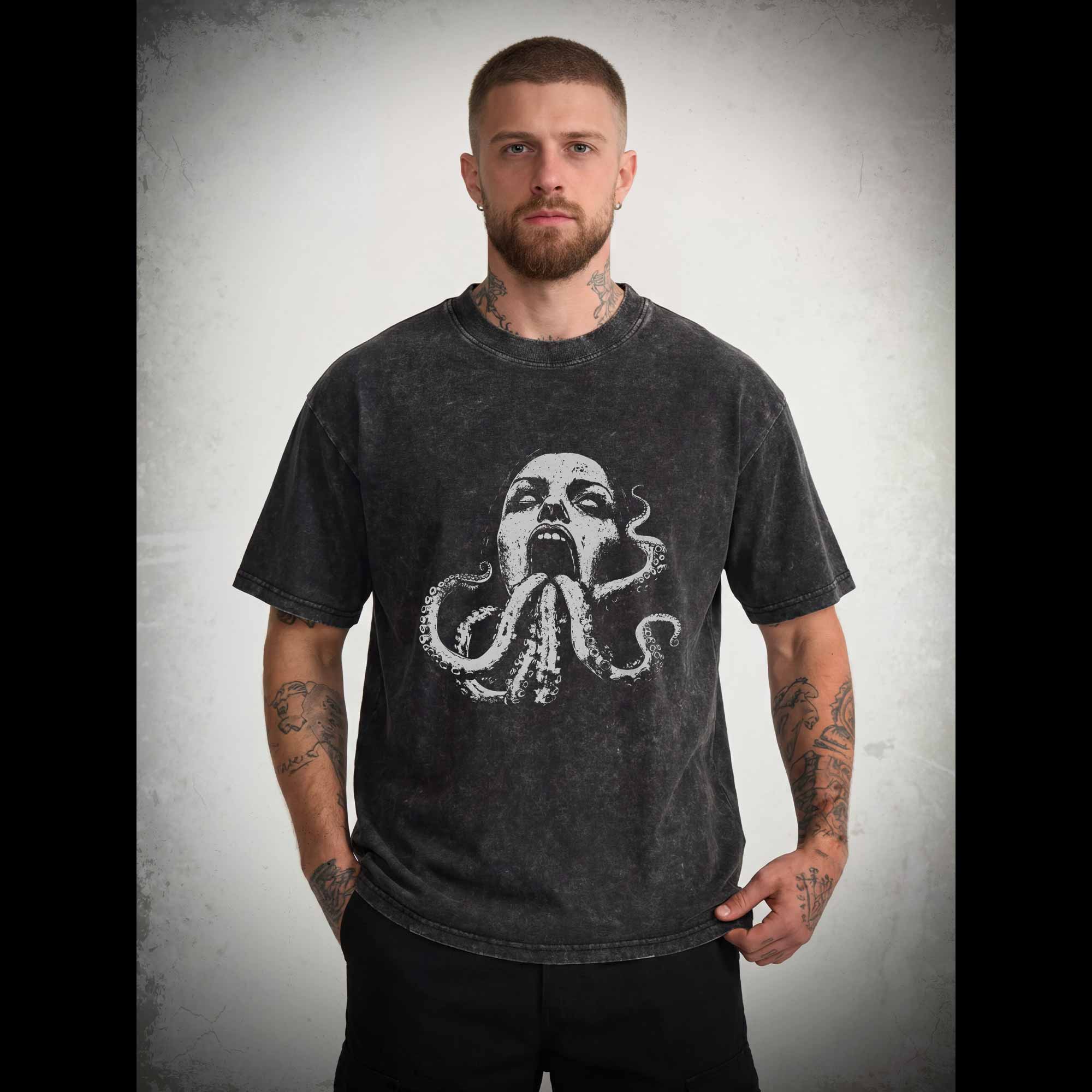 Cryptozoology Octopus Washed T-shirt
