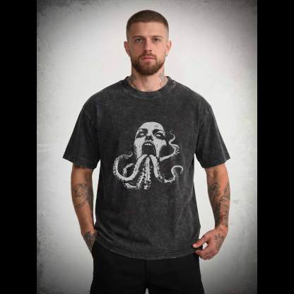 Cryptozoology Octopus Washed T-shirt