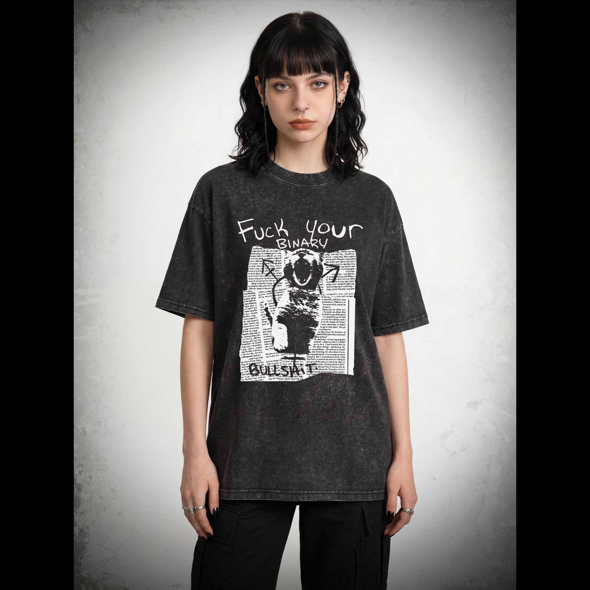 Fuck Your Binary Washed T-shirt