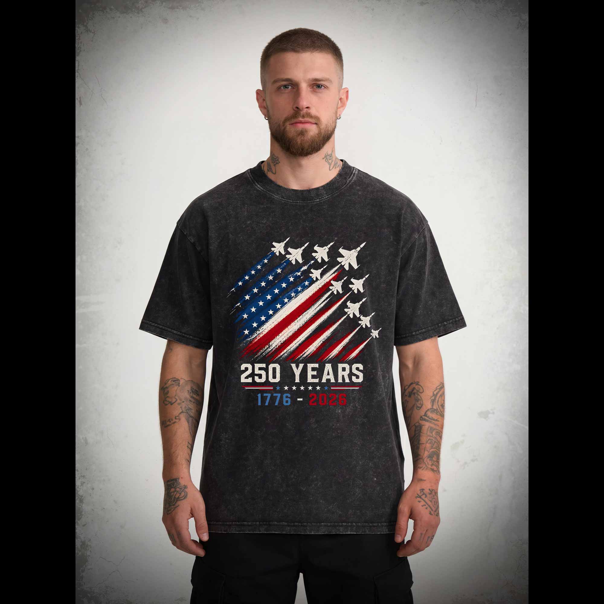 Patriotic Jet Fighter Washed T-shirt