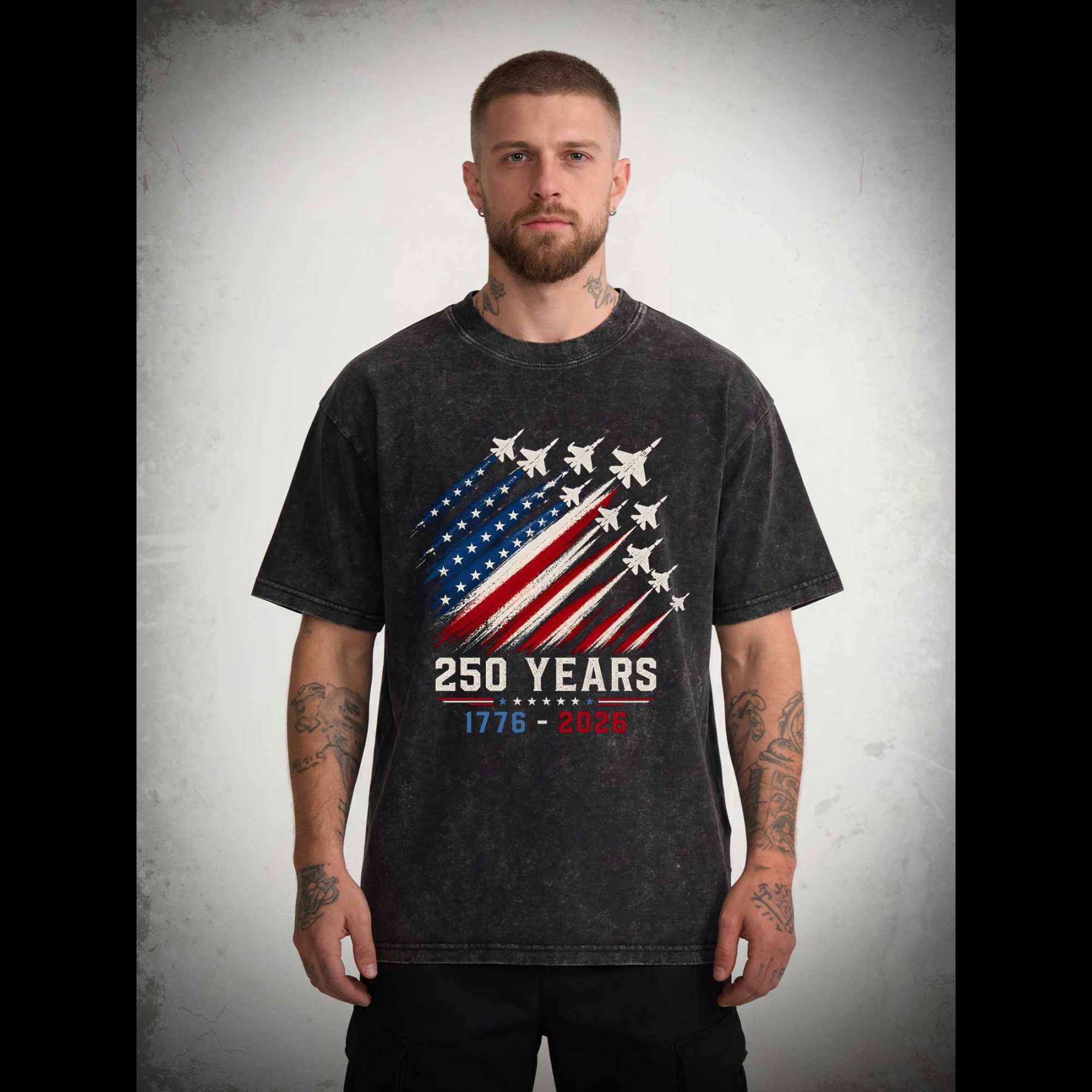 Patriotic Jet Fighter Washed T-shirt