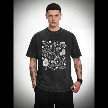 Frogs and Mushrooms Washed T-shirt