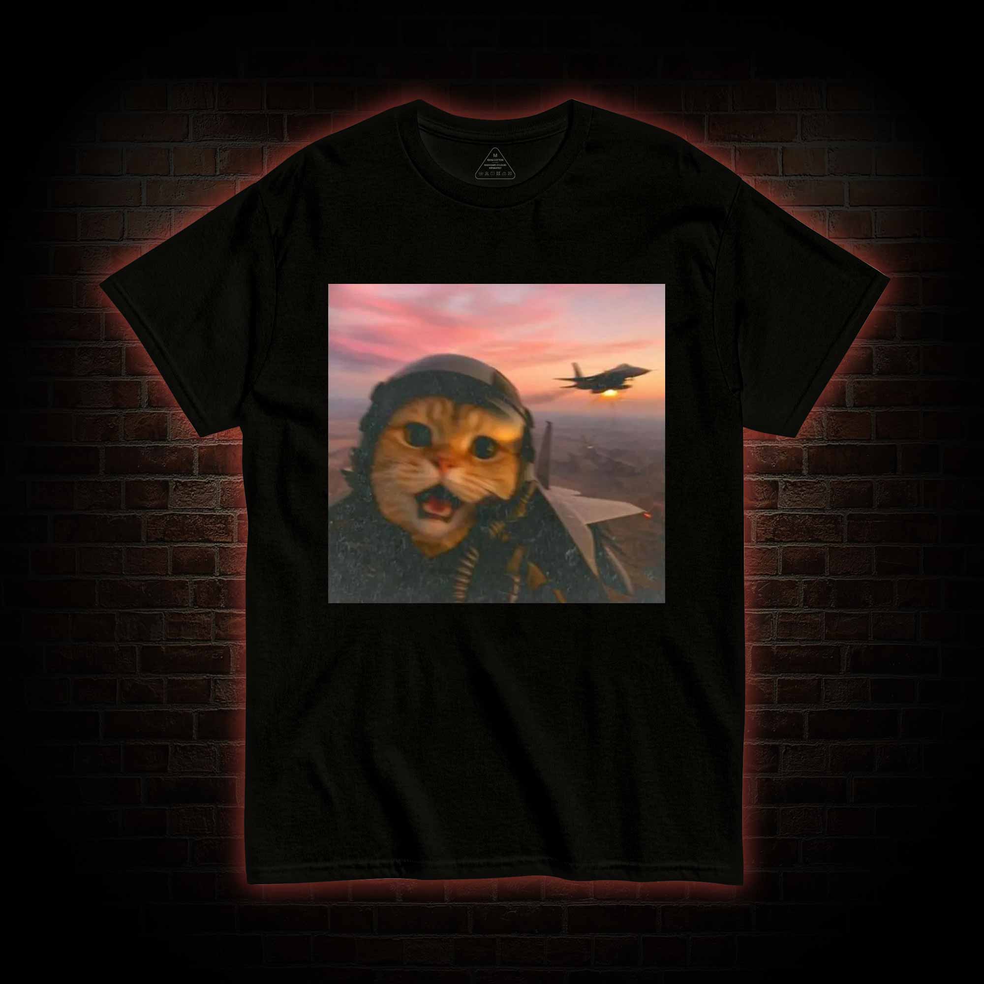 Funny Fighter Pilot Cat T-shirt