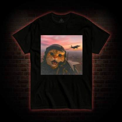 Funny Fighter Pilot Cat T-shirt
